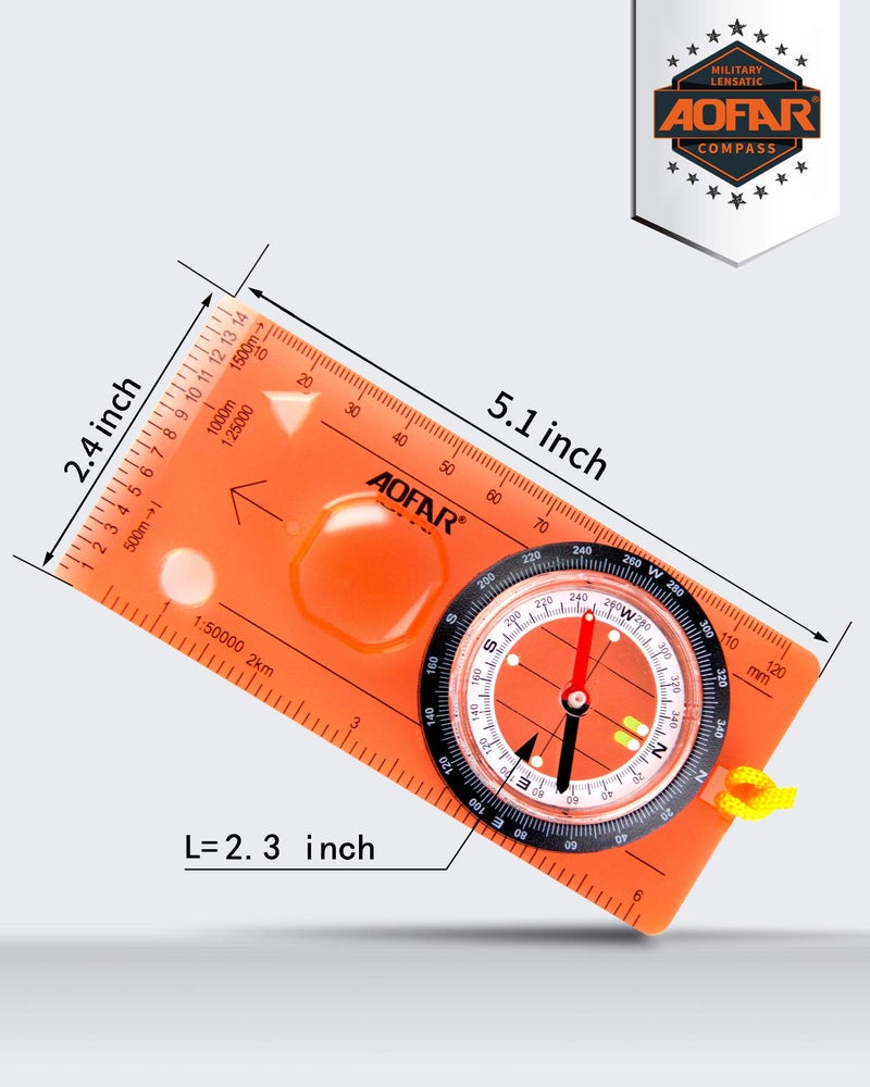AOFAR Orienteering Compass AF-5C for Hiking, Boy Scout Compass for Kids - Professional Field Compass for Map Reading,Navigation and Survival Lightweight - Mini Camping Compass - Image 3