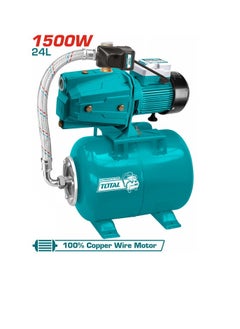 TOTAL TOTAL Water Pump 1"x1", 1.5kW (1500W) - TWP415006 Automatic Self-Priming Jet Pump, Max Flow 100L/min, Max Head 60m, 2.0HP, Includes Pressure Switch, Cylindrical Tank, Stainless Steel Hose, and Pressure Gauge  - Image 1
