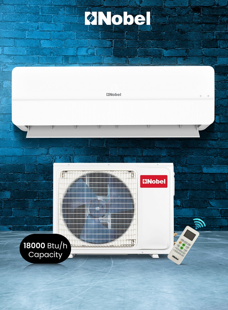 Nobel 1.5 Ton Rotary Split AC, Energy Efficient Cooling Air Conditioner with T3 Tropical Rotary Compressor, R410A Gas, 4-Way Swing, 18000 BTU AC, Gold Fin Technology, Auto Restart, Best For Small Room And Office 1.5 TON, One year Warranty NSAC18T White - Image 1