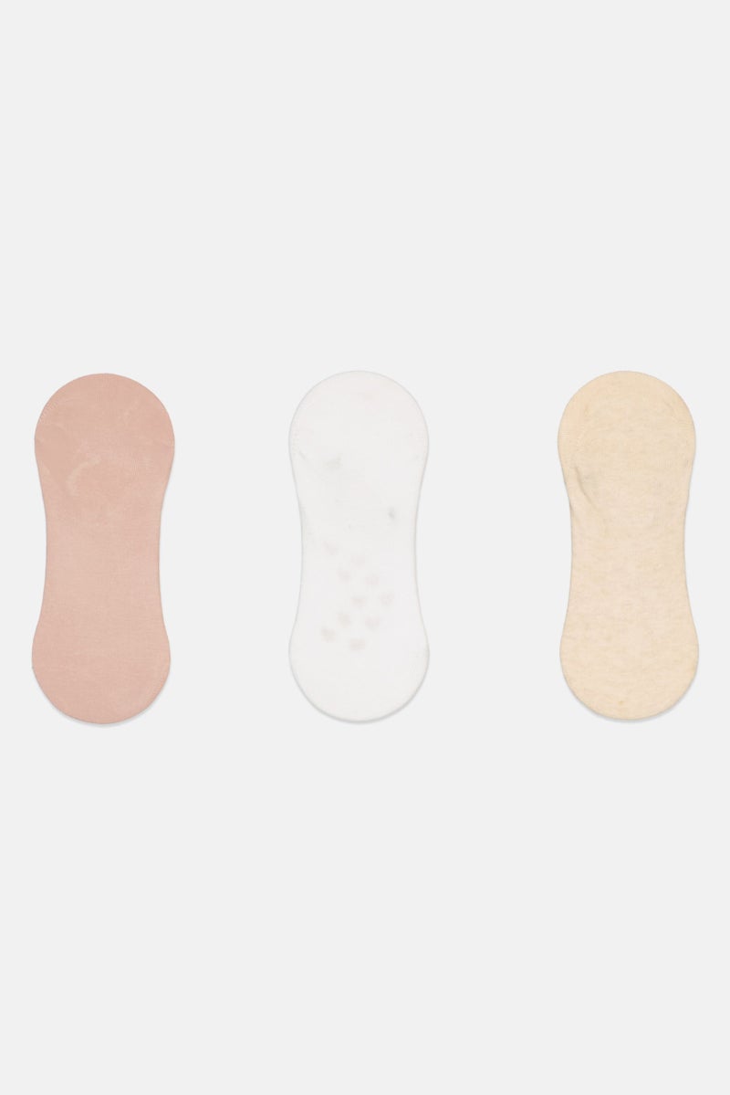 bebe Women 3 Pairs Plain Round Invisible Socks, Multicolor - Image 2