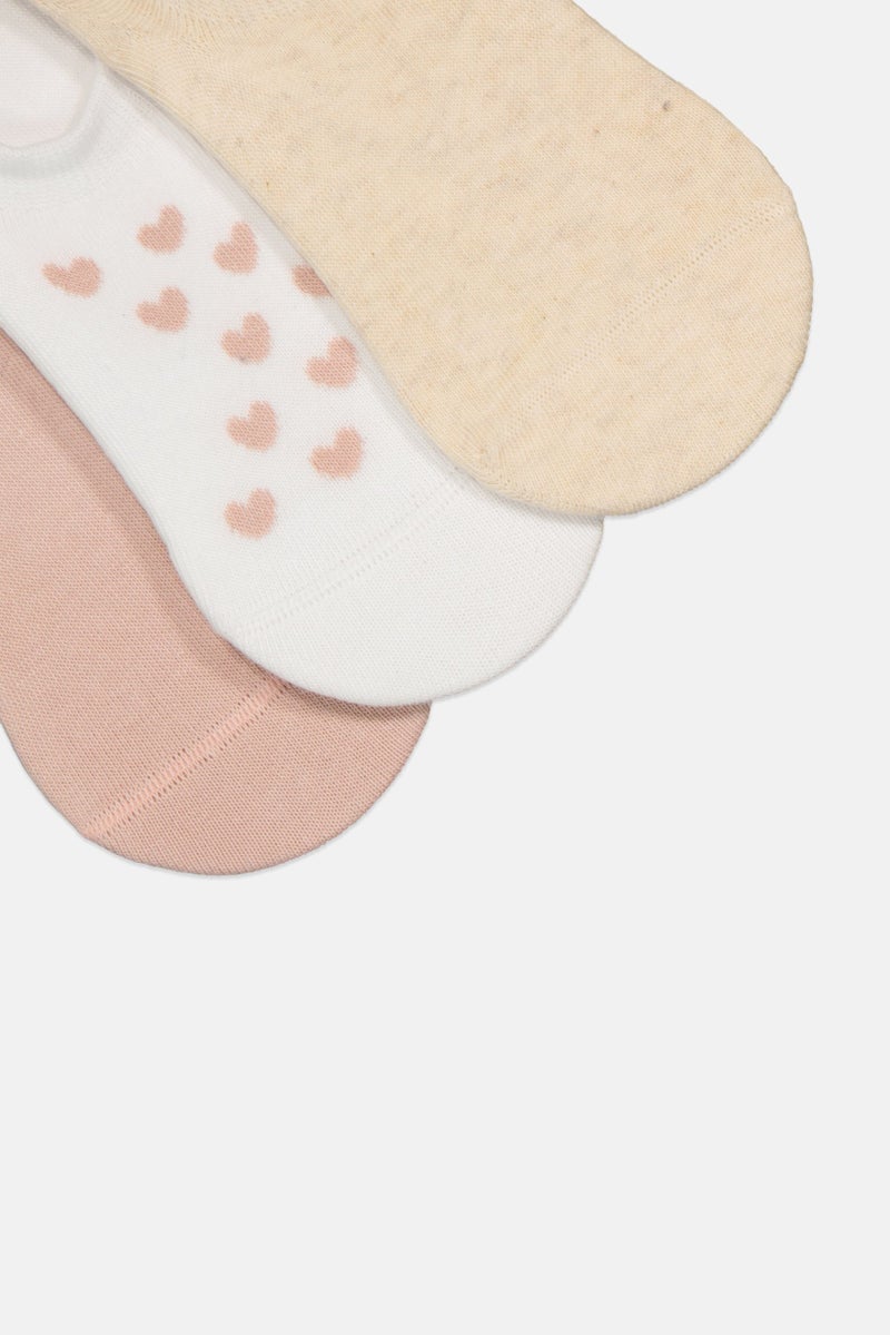 bebe Women 3 Pairs Plain Round Invisible Socks, Multicolor - Image 3