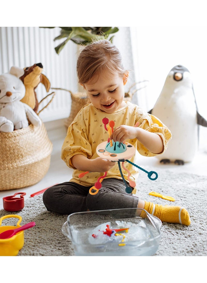 Pull String Activity Toy,  Montessori Toys, UFO Food Grade Silicone Sensory Toys for Babies, Baby Toys Fine Motor Skills Gift, Silicone Toy Exercise Hand Fine Movements, for 1-3 Years Old - Image 3