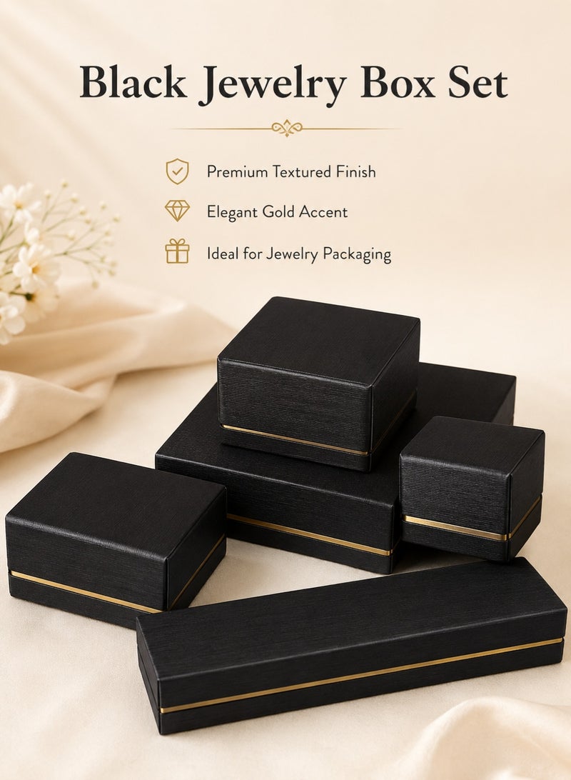 Luxury Jewelry Box Set with Gold Accent, Premium Textured Jewelry Storage Organizer Boxes for Rings Earrings Necklace Bracelet Watches
