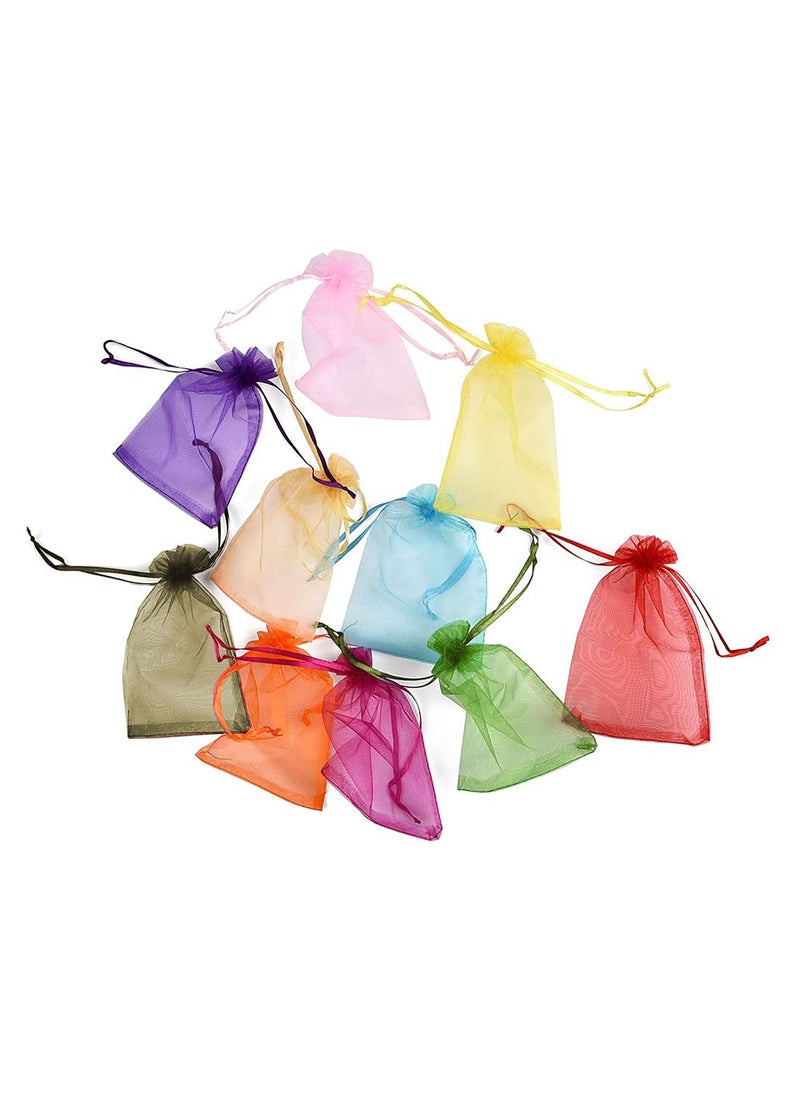 Seviera Seviera Organza Bags with Drawstring Size 10 x 15cm Multicolor  110 Pieces for Jewellery Pouches Candies Wedding Party Eid Favor Gifts Bags  - Image 1