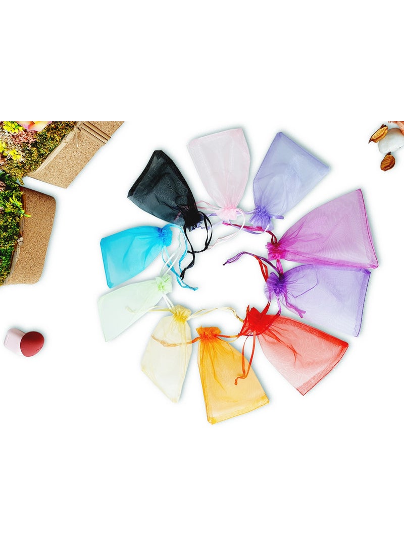 Seviera Seviera Organza Bags with Drawstring Size 10 x 15cm Multicolor  110 Pieces for Jewellery Pouches Candies Wedding Party Eid Favor Gifts Bags  - Image 2