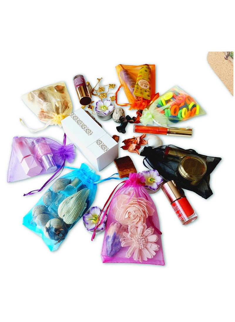 Seviera Seviera Organza Bags with Drawstring Size 10 x 15cm Multicolor  110 Pieces for Jewellery Pouches Candies Wedding Party Eid Favor Gifts Bags  - Image 3