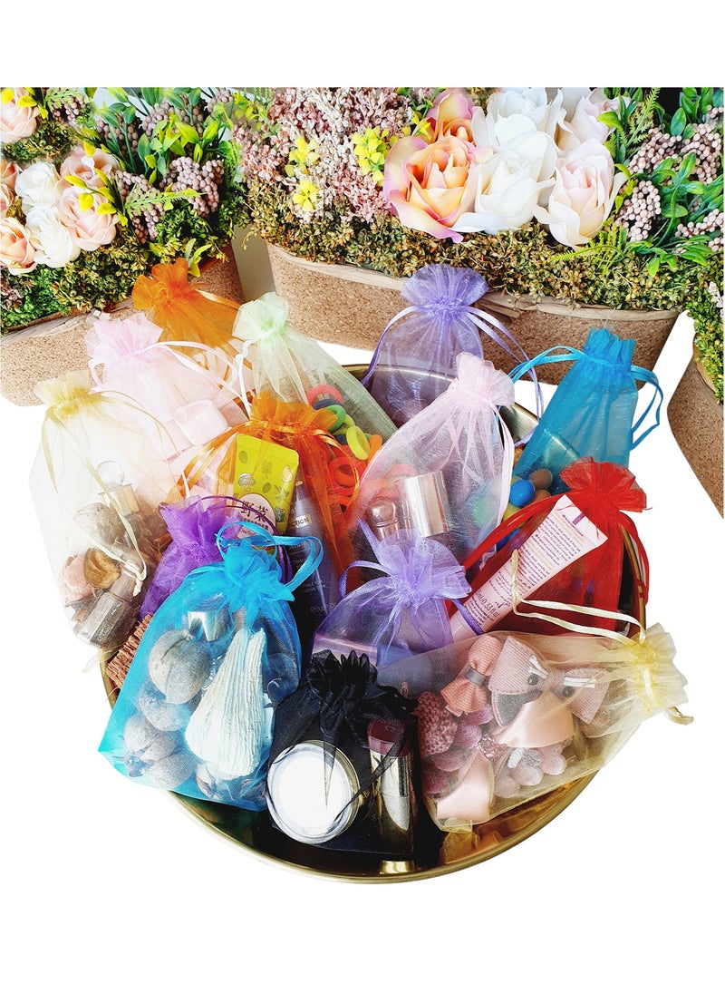Seviera Seviera Organza Bags with Drawstring Size 10 x 15cm Multicolor  110 Pieces for Jewellery Pouches Candies Wedding Party Eid Favor Gifts Bags  - Image 4