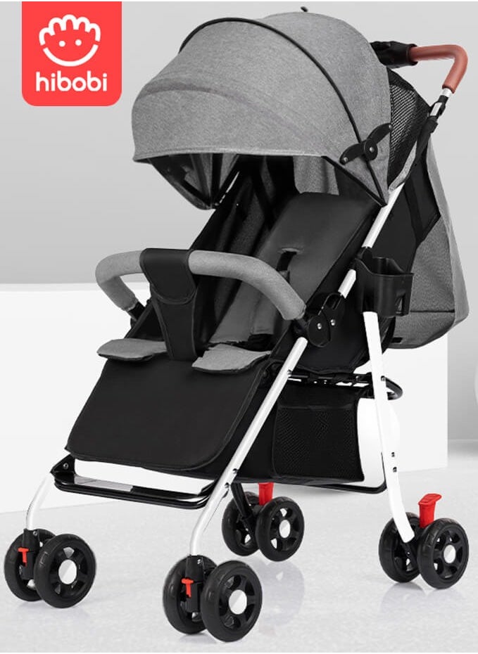 hibobi Baby Single Stroller Light Folding Sitting Reclining for Infant Little Girls Boys 3-36 Months  - Image 1