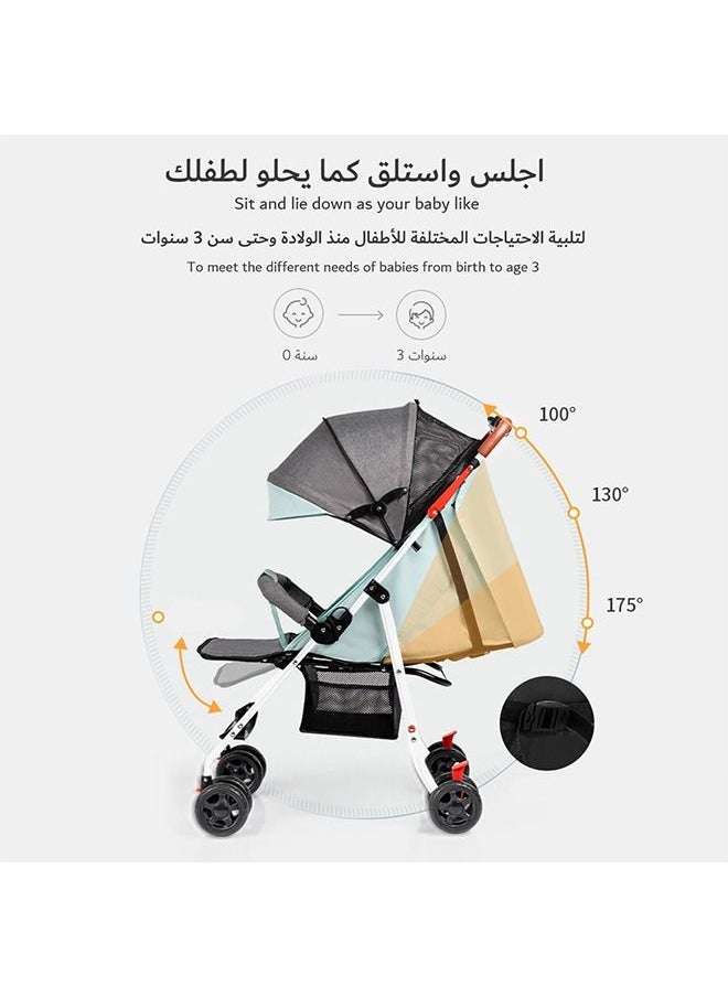 hibobi Baby Single Stroller Light Folding Sitting Reclining for Infant Little Girls Boys 3-36 Months  - Image 2