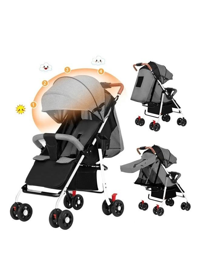 hibobi Baby Single Stroller Light Folding Sitting Reclining for Infant Little Girls Boys 3-36 Months  - Image 4