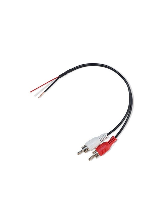 Kobaolong Vehicle-mounted Wiring Harness Double RCA Male Head 2 Lotus Head Rear Sight Line Audio Cable Shielded Cable One-half Audio Cable-Color:Black  - Image 2