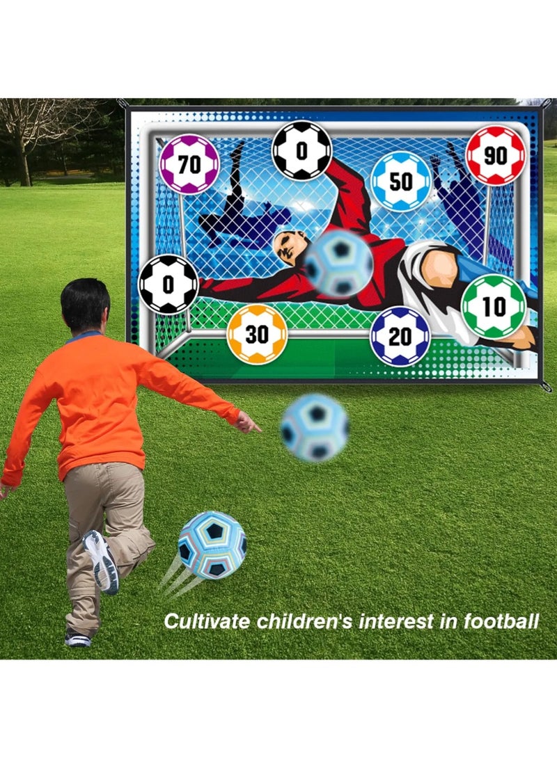 EzzySo كرة قدم للأطفال، لعبة كرة قدم خارجية للأطفال والبالغين، مجموعة كرة قدم مع 1 هدف كرة قدم من الفلانيل، 2 كرة قدم، 4 خطافات لاصقة، 4 شرائط سوداء و2 دعامات أرضية - Image 3