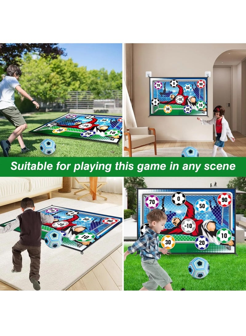 EzzySo كرة قدم للأطفال، لعبة كرة قدم خارجية للأطفال والبالغين، مجموعة كرة قدم مع 1 هدف كرة قدم من الفلانيل، 2 كرة قدم، 4 خطافات لاصقة، 4 شرائط سوداء و2 دعامات أرضية - Image 4