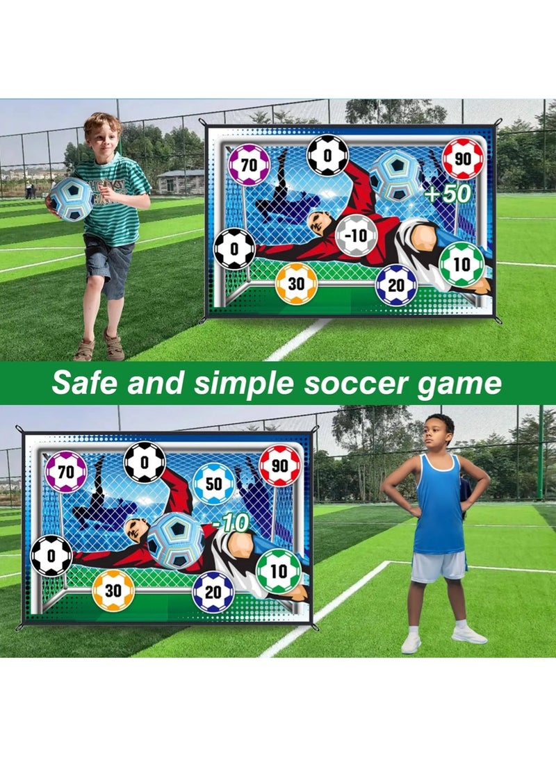 EzzySo كرة قدم للأطفال، لعبة كرة قدم خارجية للأطفال والبالغين، مجموعة كرة قدم مع 1 هدف كرة قدم من الفلانيل، 2 كرة قدم، 4 خطافات لاصقة، 4 شرائط سوداء و2 دعامات أرضية - Image 5