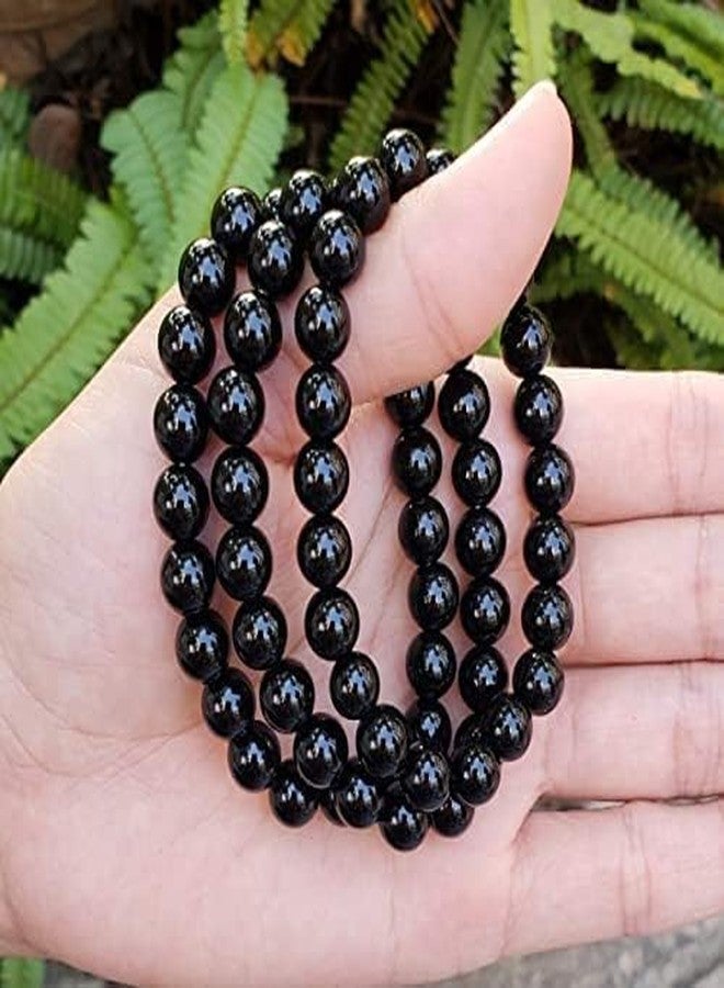 MOOLYAVAAN PRODUCTS Crystal Black Pearls 8MM Black Beads Bracelets Natural Gemstone Charm Stretch Bracelet (PACK OF 2) - Image 3