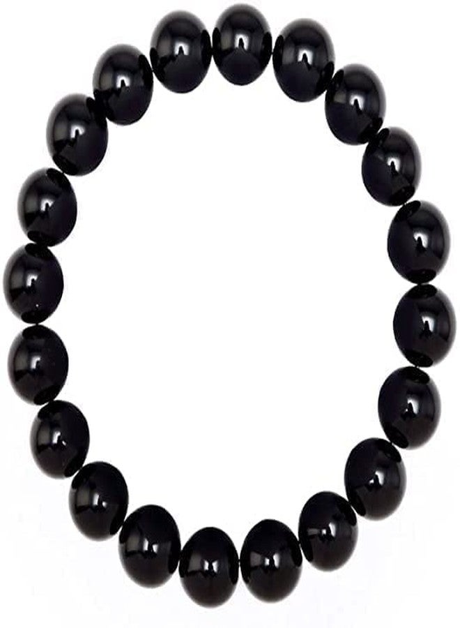 MOOLYAVAAN PRODUCTS Crystal Black Pearls 8MM Black Beads Bracelets Natural Gemstone Charm Stretch Bracelet (PACK OF 2) - Image 1