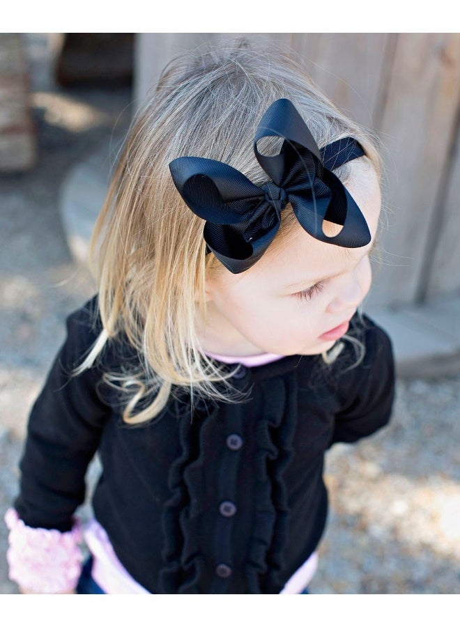 RuffleButts Girls Black Bow Headband - One Size - Image 2