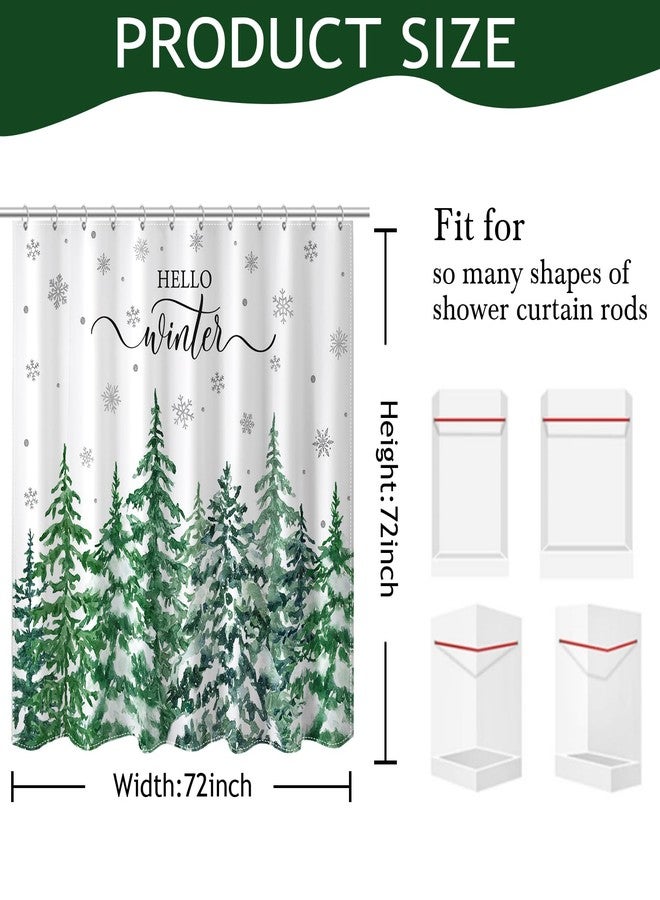 Mocsicka Winter Christmas Shower Curtain for Bathroom Snow Scene Pine Trees Snowflake Shower Curtain for Christmas Holiday Home Decor Waterproof Fabric Bath Curtain 72 X 72 Inch - Image 3