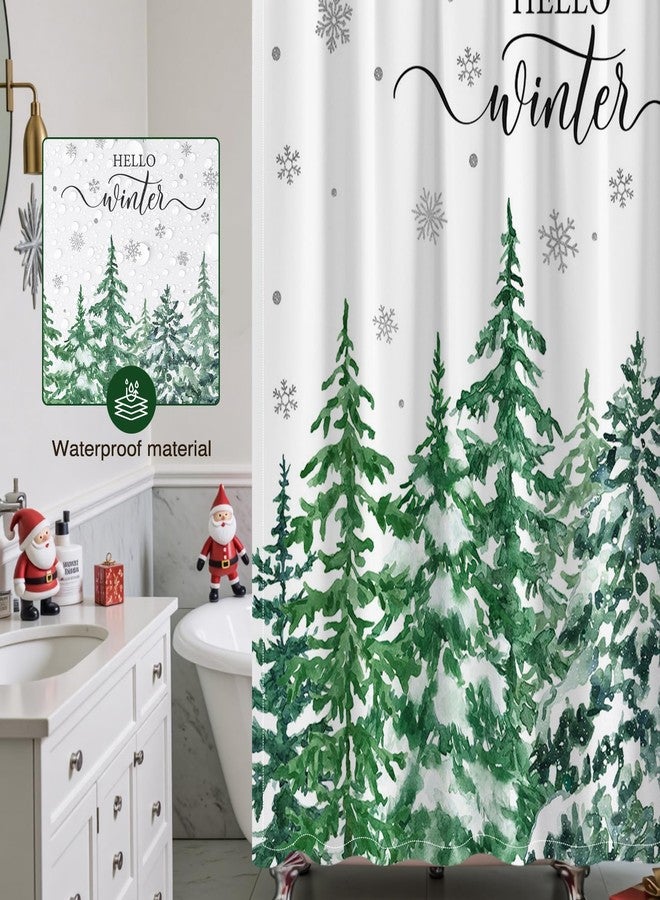 Mocsicka Winter Christmas Shower Curtain for Bathroom Snow Scene Pine Trees Snowflake Shower Curtain for Christmas Holiday Home Decor Waterproof Fabric Bath Curtain 72 X 72 Inch - Image 5