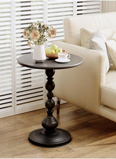 RATSAW Metal Round Side Table Sofa Coffee Table Vintage Service Table Desk for Living Room Bedroom Office Black  - Image 2