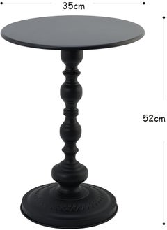 RATSAW Metal Round Side Table Sofa Coffee Table Vintage Service Table Desk for Living Room Bedroom Office Black  - Image 5