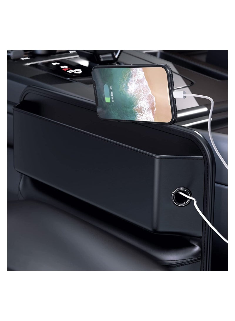 SYOSI Car Seat Gap Storage, Leather Car Accessories for Front Seat Premium Car Essential Storages, Adjustable Console Car Organizers Between Seats for Phones, Glasses, Keys, Cards - Image 4