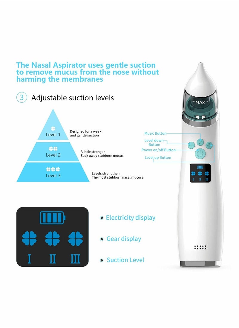 Generic Baby Rechargeable Portable Electric Nasal Aspirator With 4 Silicone Nose Tips, 3 Levels Of Music Soothing Functions  - Image 4