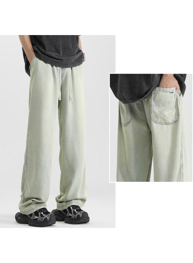EPTISON Yipintiancheng Tencel Lyocell Jeans Summer Thin Men's High Street Elastic Waist Straight Loose Wide Leg Jeans - Image 5