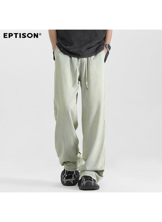 EPTISON Yipintiancheng Tencel Lyocell Jeans Summer Thin Men's High Street Elastic Waist Straight Loose Wide Leg Jeans - Image 1