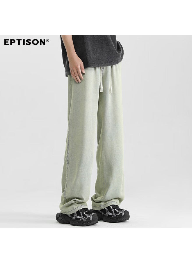 EPTISON Yipintiancheng Tencel Lyocell Jeans Summer Thin Men's High Street Elastic Waist Straight Loose Wide Leg Jeans - Image 3