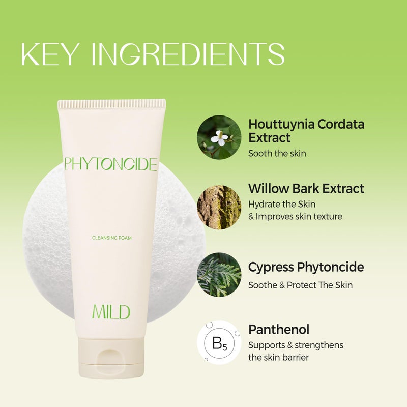 KLAVUU Phytoncide Mild pH Balancing Facial Cleanser - pH 5.5 Mild Foaming Cleanser with Panthenol for Strengthening Skin Barrier Face Wash - 5.07floz - Image 4