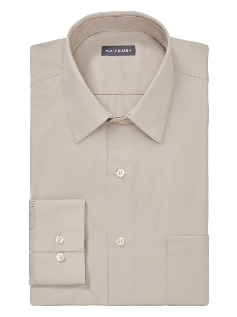 Van Heusen Men's Dress Shirt Regular Fit Poplin Solid, Stone, 16" Neck 34"-35" Sleeve - Image 3