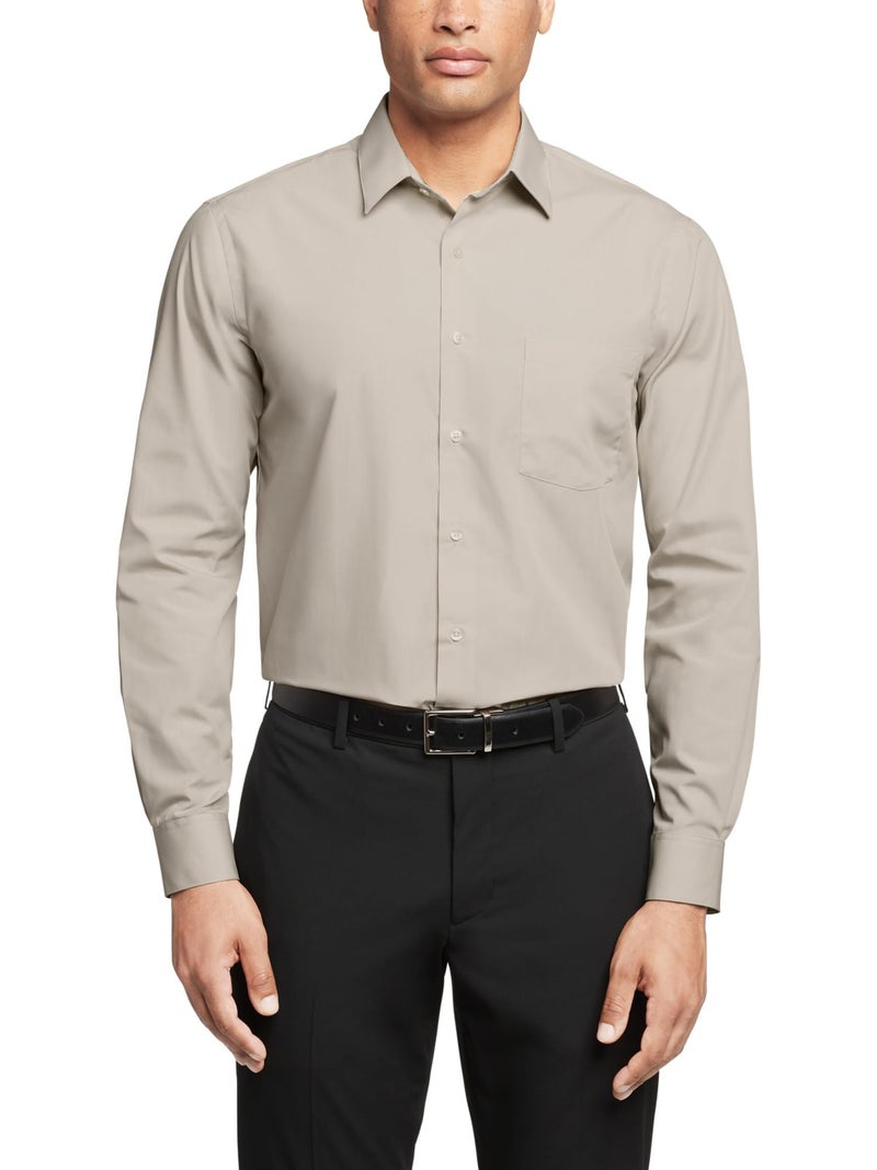Van Heusen Men's Dress Shirt Regular Fit Poplin Solid, Stone, 16" Neck 34"-35" Sleeve - Image 1