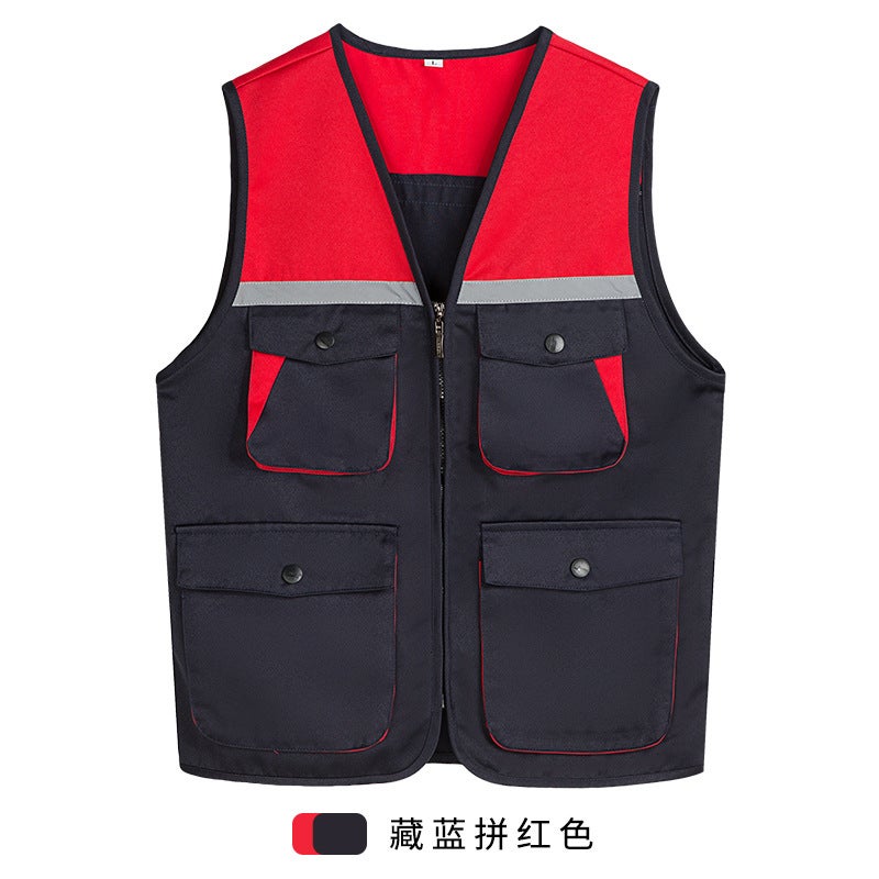 Vest Supermarket Volunteer Event Driving Work Advertising Color Matching Reflective Stereo Multi-Pocket Multi-Pocket Outdoor Vest - Image 2