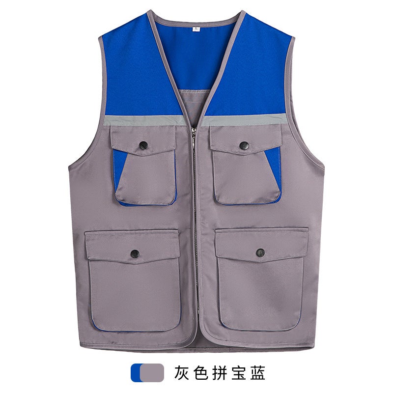 Vest Supermarket Volunteer Event Driving Work Advertising Color Matching Reflective Stereo Multi-Pocket Multi-Pocket Outdoor Vest - Image 1