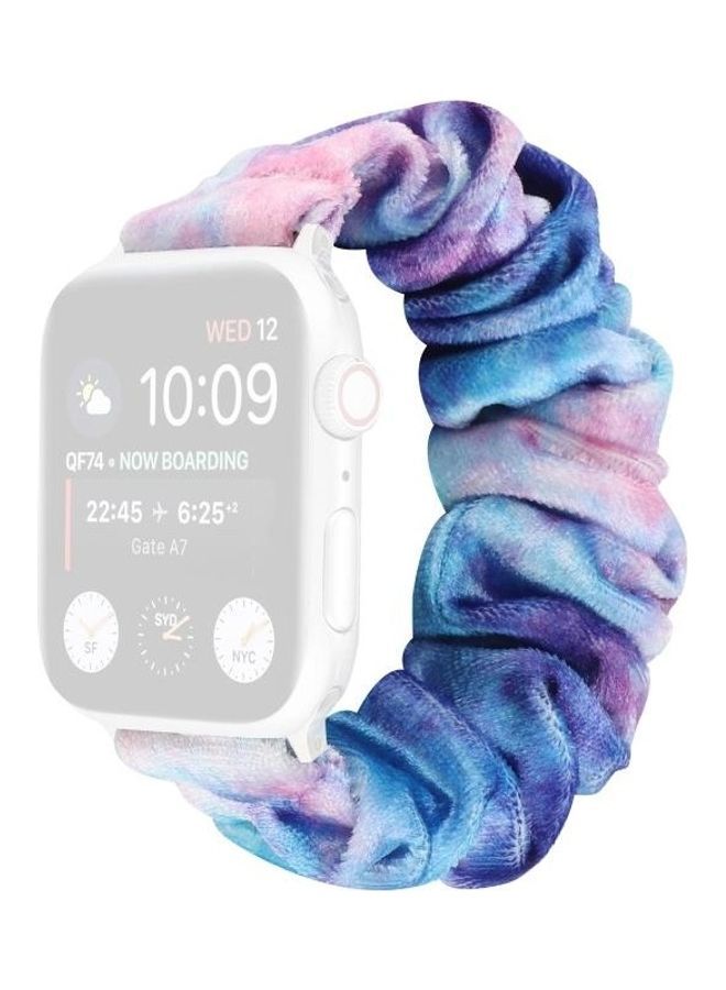 NIBEMINENT Flannel Hair Ring Replacement Watchband For Apple Watch Series 7 41mm/6 & SE 5 4 40mm/3 2 1 38mm Multicolour - Image 1