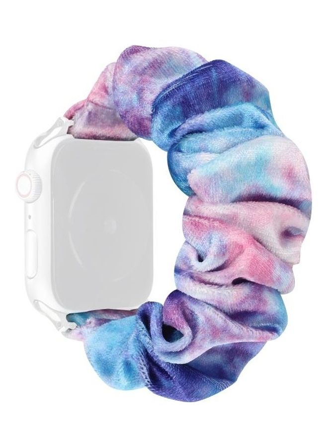 NIBEMINENT Flannel Hair Ring Replacement Watchband For Apple Watch Series 7 41mm/6 & SE 5 4 40mm/3 2 1 38mm Multicolour - Image 4