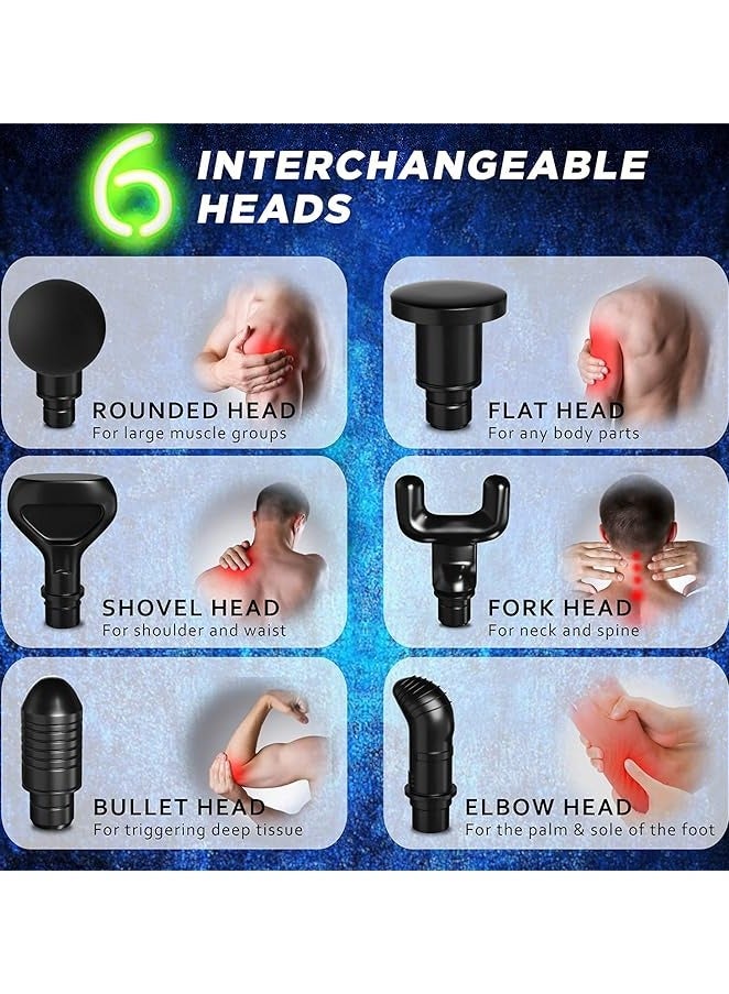 general Muscle Massage Gun – Handheld Deep Tissue Massager with 30 Variable Speeds and 6 Interchangeable Heads – Cordless Electric Chiropractic Tool for Back Pain Relief, Soreness and Relaxation - Image 4