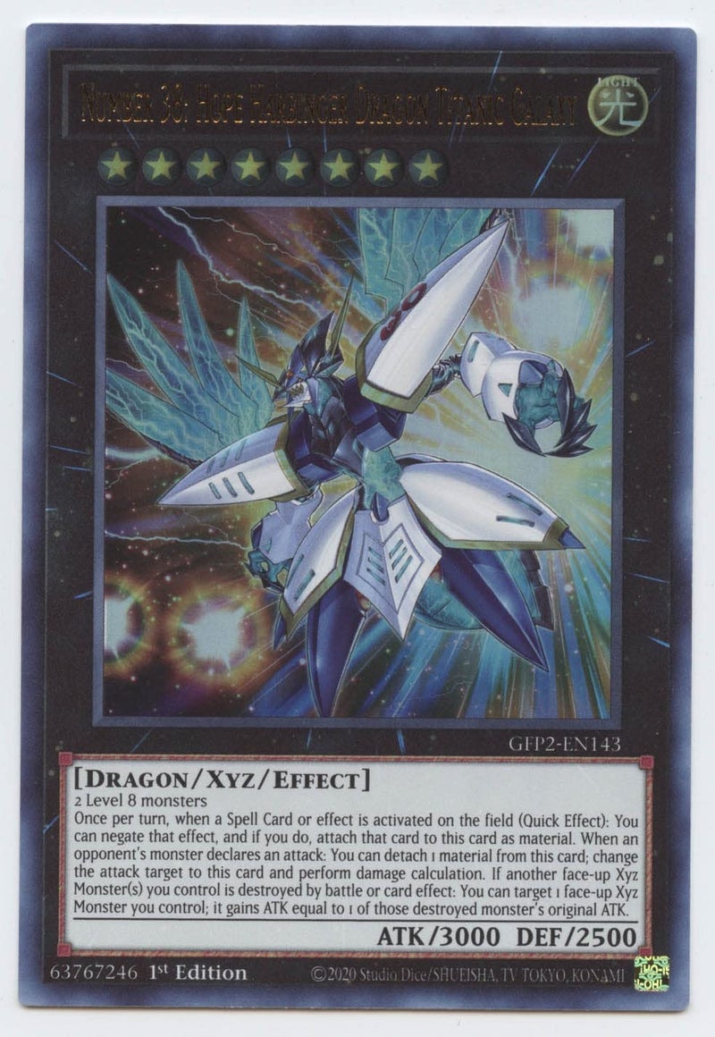 Yugioh Number 38 Hope Harbinger Dragon Titanic Galaxy GFP2EN143 Ultra Rare 1st Edition - Image 2