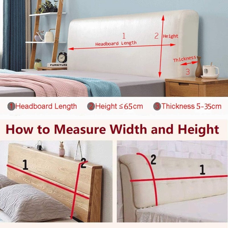 Bed Headboard Slip Soft Comfortable Velvet Twin Full Queen King Size Bed Backrest Protector Stretch Solid Color Dustproof Thicken Bed Head for Bedroom Decor Pink-200CM (Grey1 220CM) - Image 4
