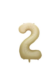 PARTY FUN 32 Inch Foil Number Balloon Elegant Oat Colored No. 2, Perfect for Birthday, Anniversary, and Special Occasions  - Image 1