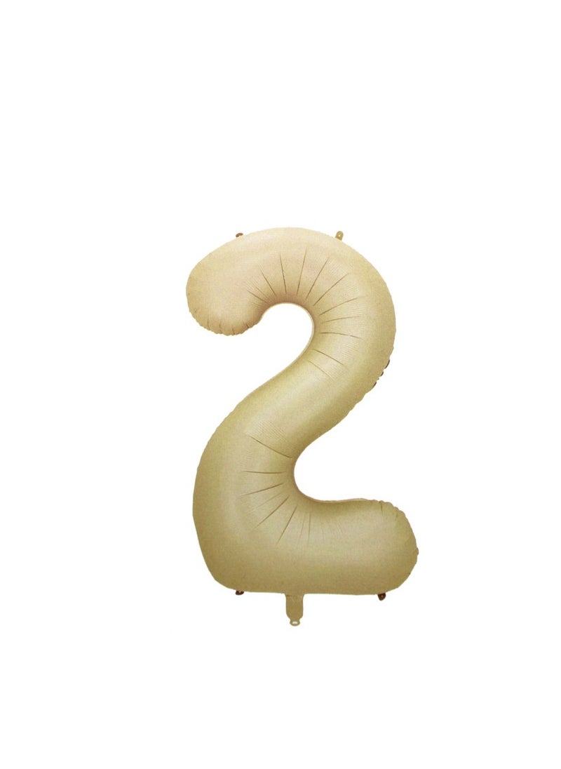 PARTY FUN - 32 Inch Foil Number Balloon Elegant Oat Colored No. 2, Perfect for Birthday, Anniversary, and Special Occasions - Image 1
