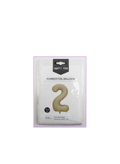 PARTY FUN 32 Inch Foil Number Balloon Elegant Oat Colored No. 2, Perfect for Birthday, Anniversary, and Special Occasions  - Image 3