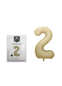 PARTY FUN 32 Inch Foil Number Balloon Elegant Oat Colored No. 2, Perfect for Birthday, Anniversary, and Special Occasions  - Image 2