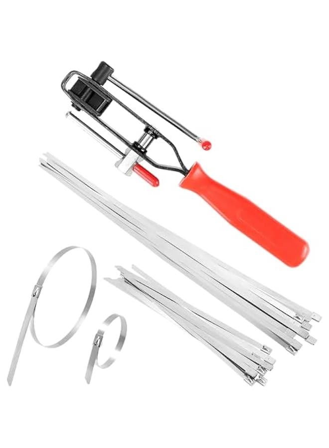 Arabest Auto Joint Banding Boot Axle Clamp Pliers with 20PCS Stainless Steel CV Joint Boot Band Clamps, Auto/ATV CV Axle Clamp Tool Kit Includes 10 Small and 10 Large Clamps  - Image 1