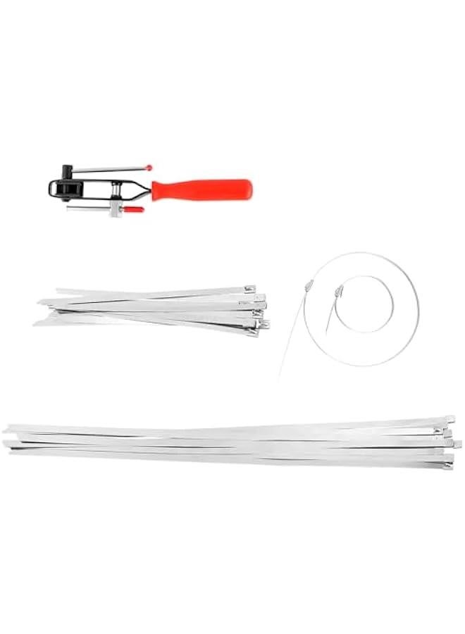 Arabest Auto Joint Banding Boot Axle Clamp Pliers with 20PCS Stainless Steel CV Joint Boot Band Clamps, Auto/ATV CV Axle Clamp Tool Kit Includes 10 Small and 10 Large Clamps  - Image 2