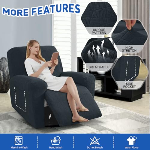 MAXIJIN Waterproof Recliner Chair Covers 3 Pieces Recliner Cover That Stay in Place, Washable Lazy Boy Recliner Slipcovers with Pockets Reclining Protector for Pet, Kids (Recliner, Dark Gray) - Image 2