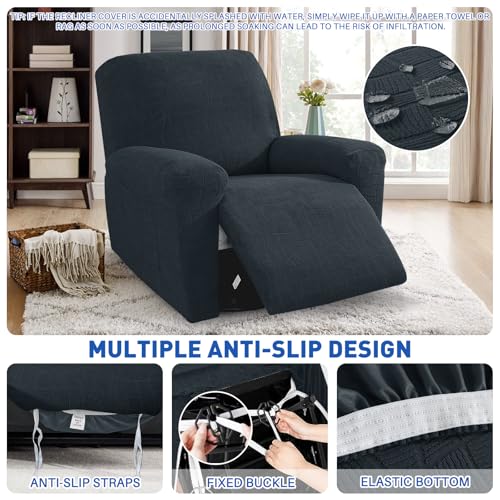 MAXIJIN Waterproof Recliner Chair Covers 3 Pieces Recliner Cover That Stay in Place, Washable Lazy Boy Recliner Slipcovers with Pockets Reclining Protector for Pet, Kids (Recliner, Dark Gray) - Image 3