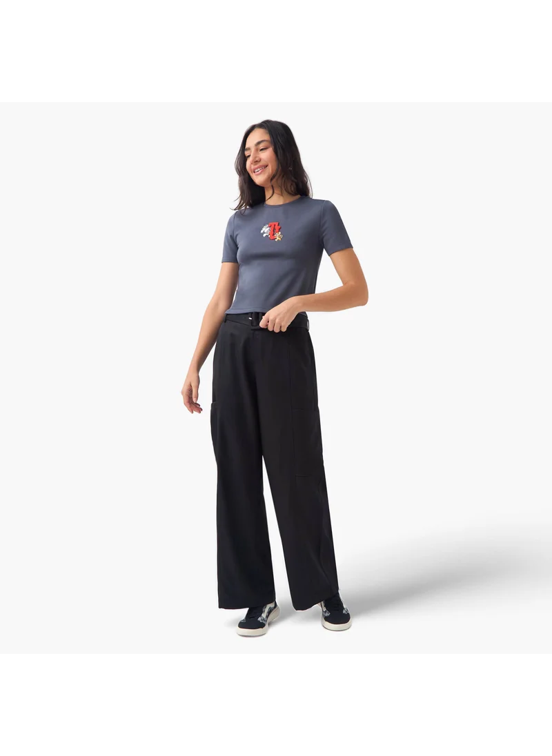 اس بي كاركترز Tom and Jerry Embroidered T-shirt with Short Sleeves