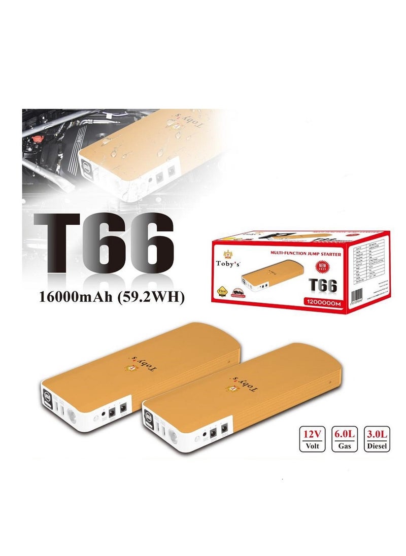 Toby's Toby's T66 1200000M Car Power Bank / 5 Hours / Starting Current 600A / Peak Current 1000A / Capacity 16000mAh (59.2Wh) 